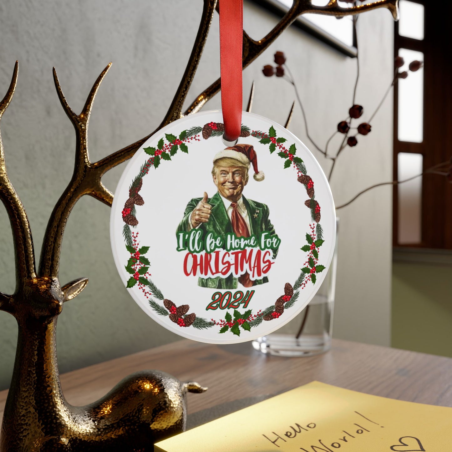 I'll Be Home for Christmas Trump 2024 Ornament,  Double-Sided Ornament, Trump President 47