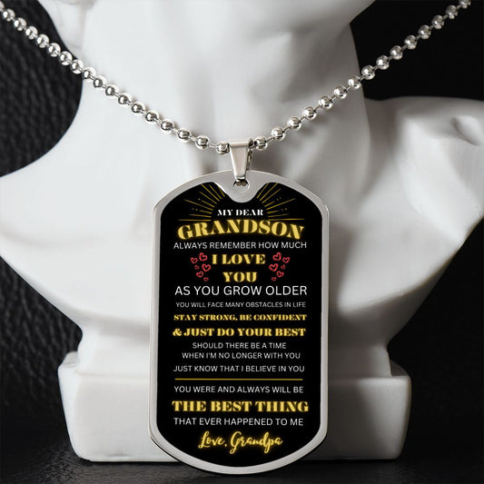 My Dear Grandson Sunburst Love Grandpa | Dog Tag